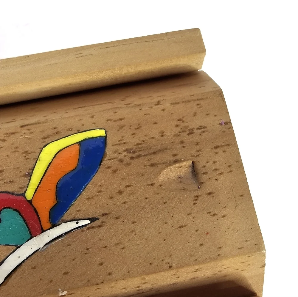 Wooden Pencil / Trinket Box From El Salvador